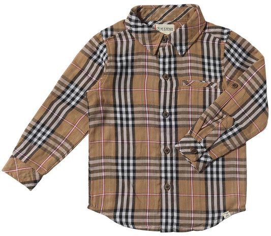 Me & Henry Atwood Woven Shirt – Brown/Black/Red Plaid Unlined