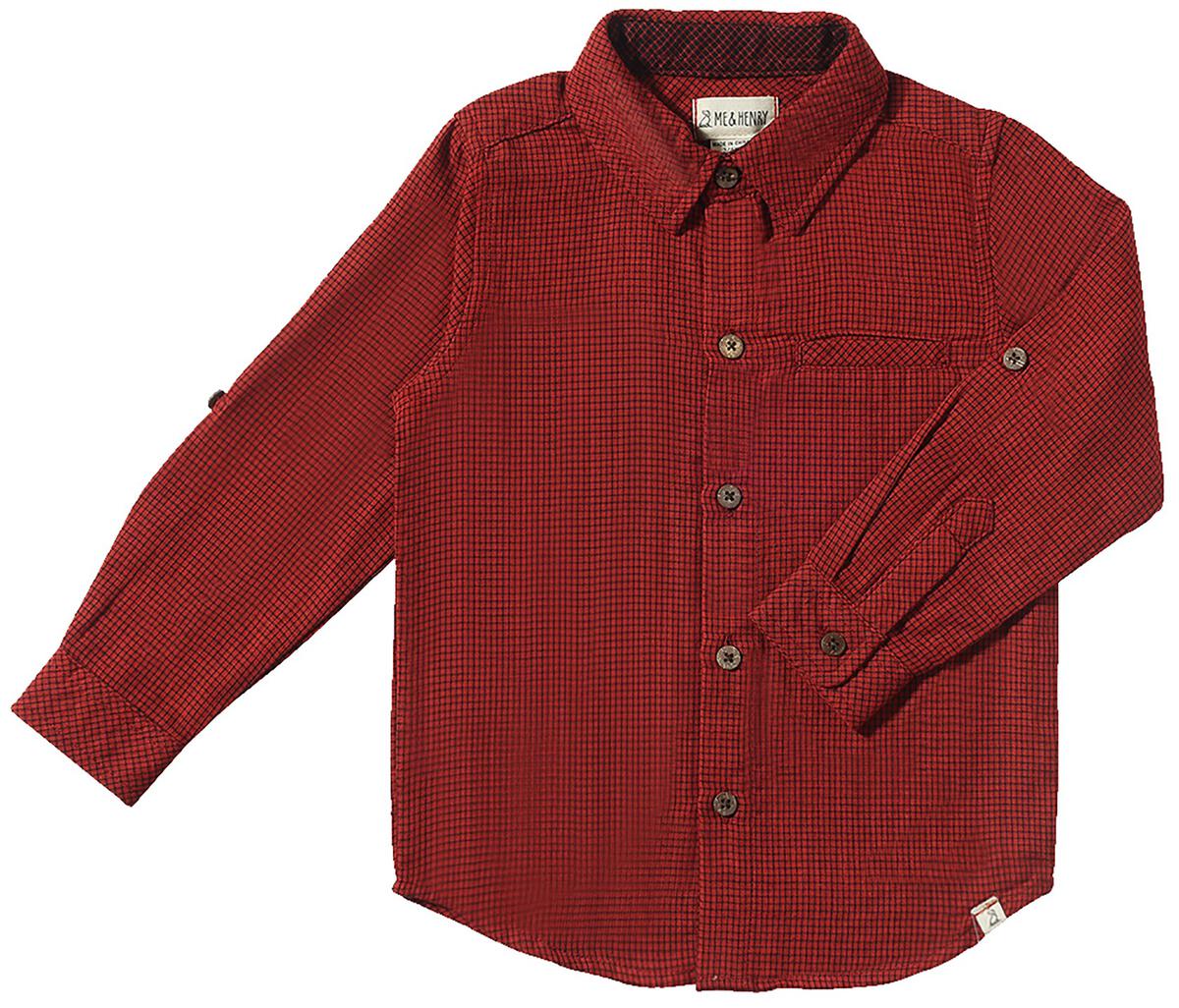 me and henry button up, long sleeve, red, collared, boys, dress shirt, christmas, holiday, fall