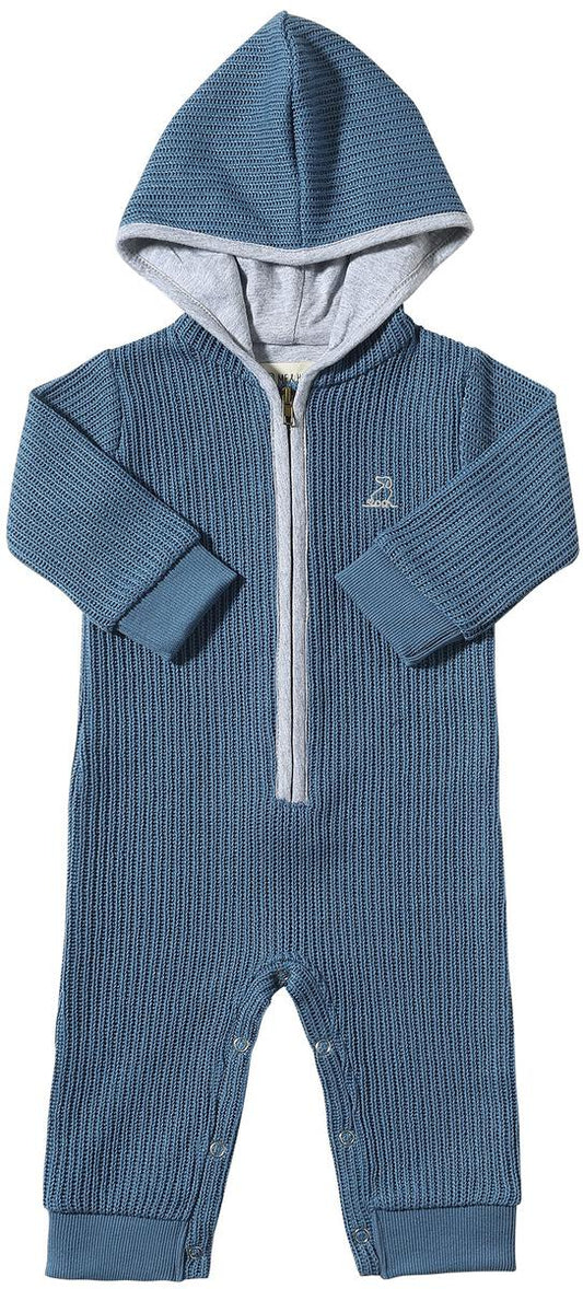 me and henry, knit, blue, boys, hooded, romper, onesie, outerwear, sweater, zipper