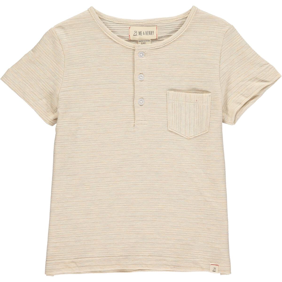 me and Henry dodger henley beige, toddler, tan, little boy, baby, short sleeve, t-shirt, cotton, light weight