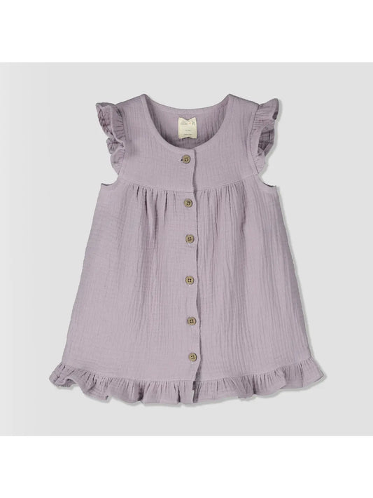 ettie and h Elyse dress in lavender flutter sleeve ruffles summer dress 