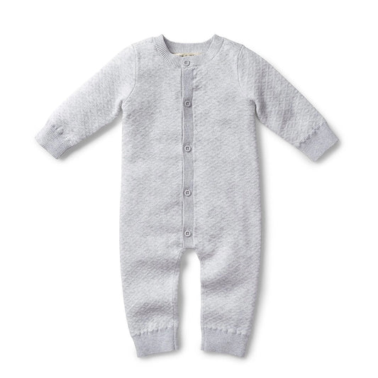 Hope and henry, jacquard, sweater, romper, full length buttons, gray, long sleeve, baby boy
