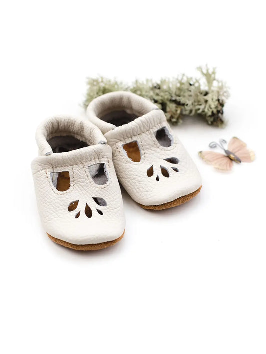 starry knight design white leather booties Mary Jane baby moccasins 