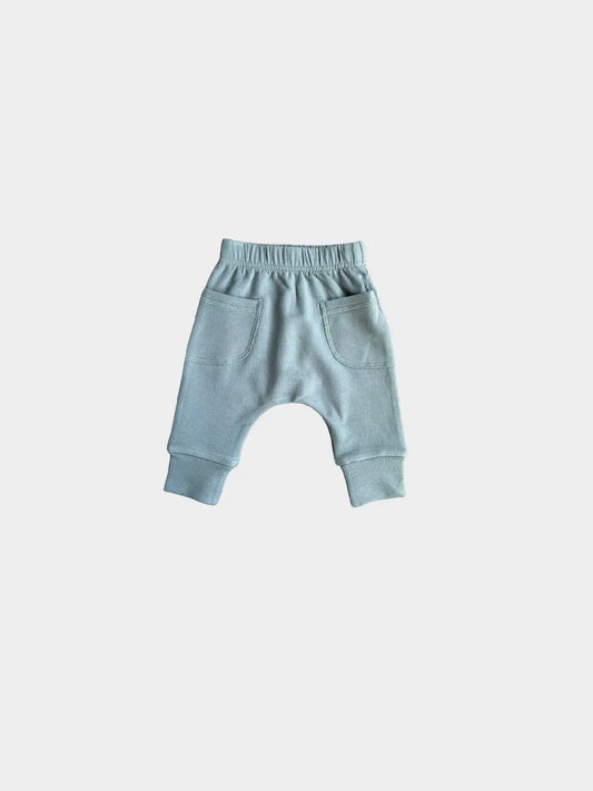 bamboo cotton, joggers, sweatpants, baby boy, pockets, blue, teal