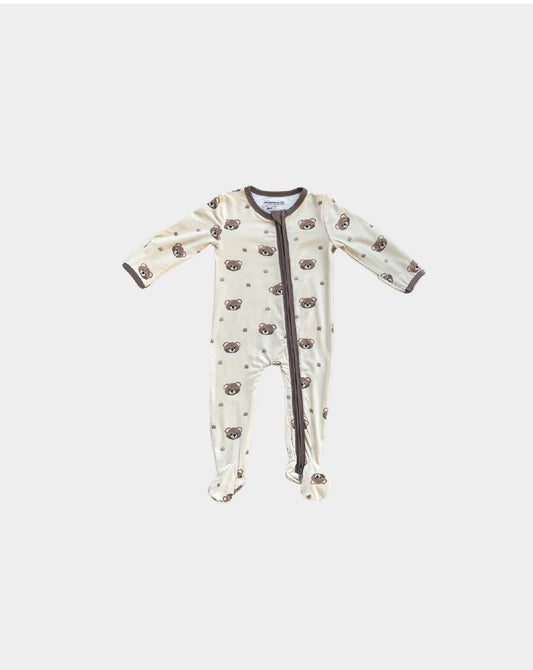 babysprouts, bear,footie, pjs, zippered, bamboo cotton, boy, toddler,baby