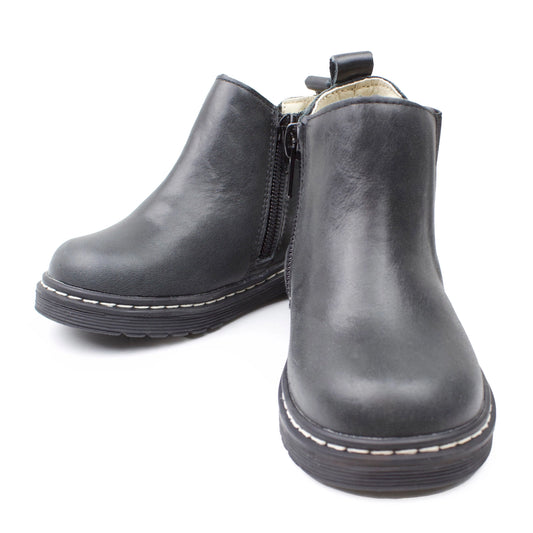piper finn black luge boots leather boots zipper boots boy girl booties 