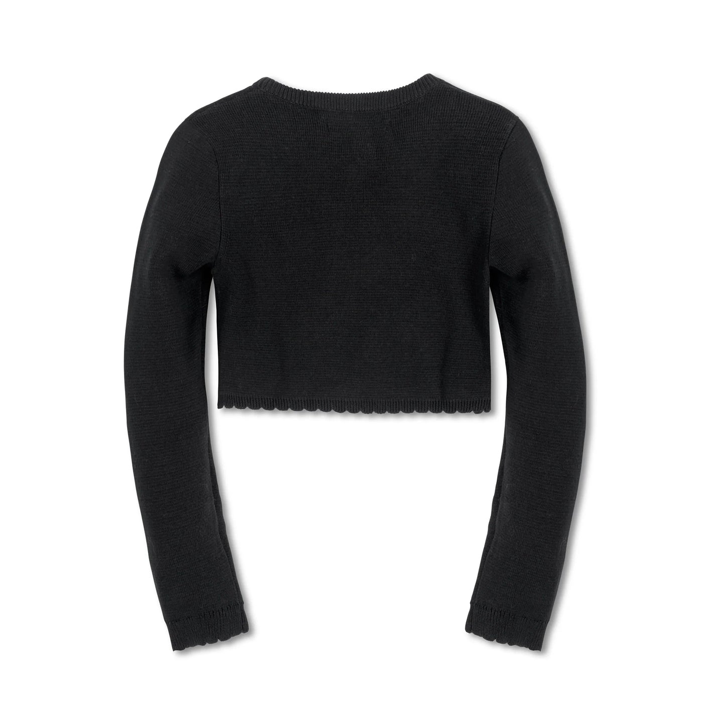 Hope and Henry Organic Cropped Milano Cardigan – Black Scallop Edge