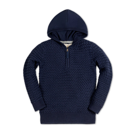 hope and henry, navy, basketweave, hooded, sweater, 1/4 zipper, baby boy, toddler, fall, winter