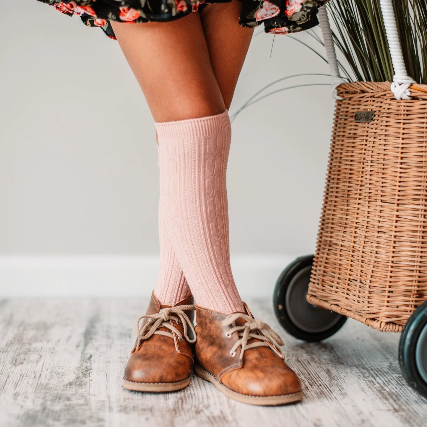 Little Stocking Company Blush Cable Knit Knee High Socks