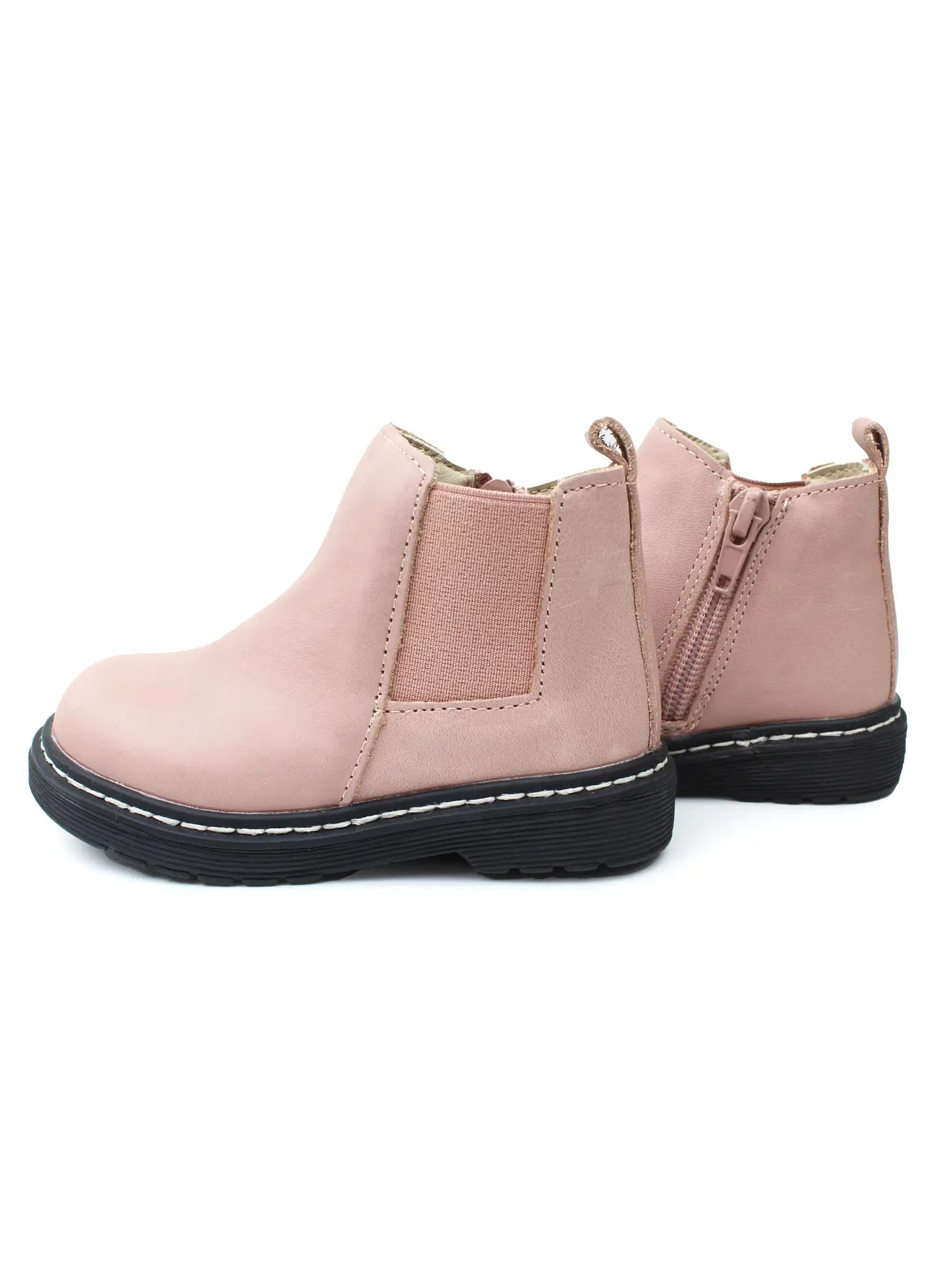 piper finn blush pink Chelsea boot zipper bootie leather boots girl