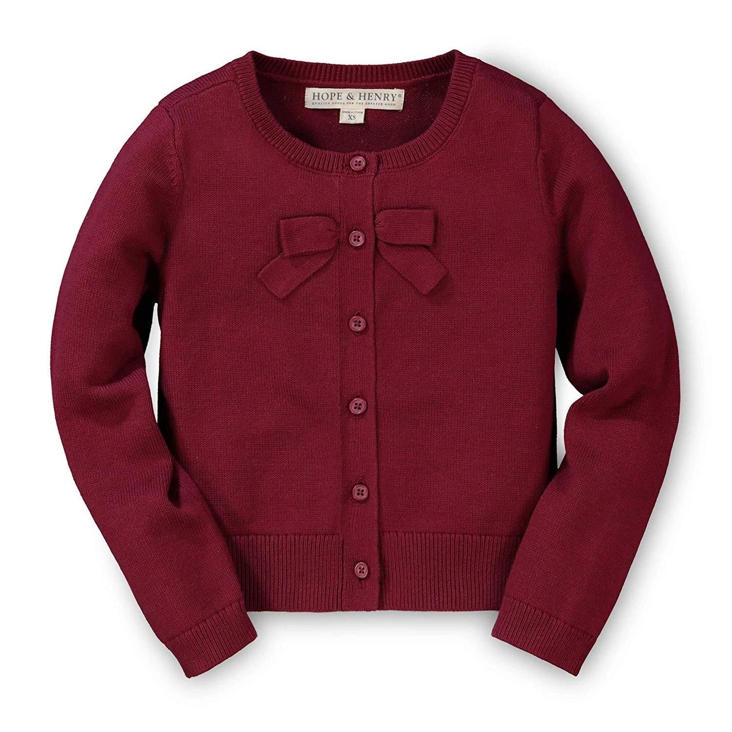 Hope and Henry, burgundy cardigan with bow detail, wine sweater, holiday, christmas, valentines, holiday photos, cranberry, red