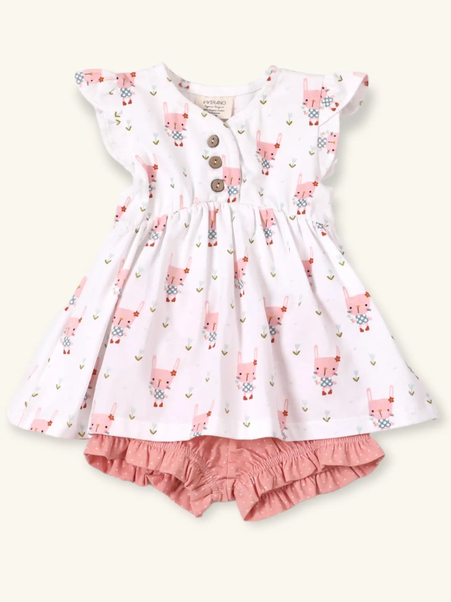 viverano organic cotton bunny babygirl tunic and shorts bloomer summer set 