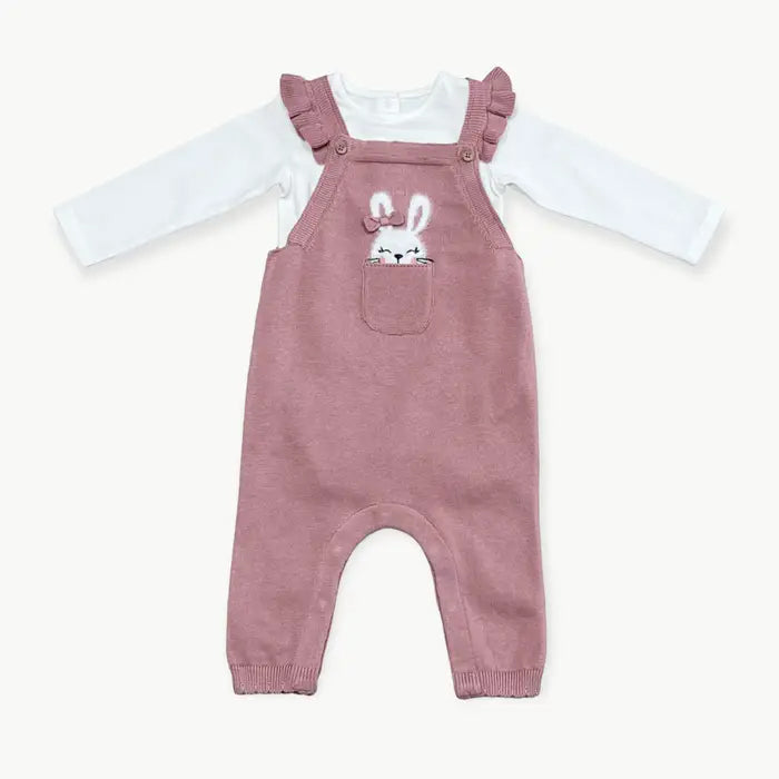 viverano bunny peekaboo ruffle baby girl overalls easter outfit cotton knit sweater fabric