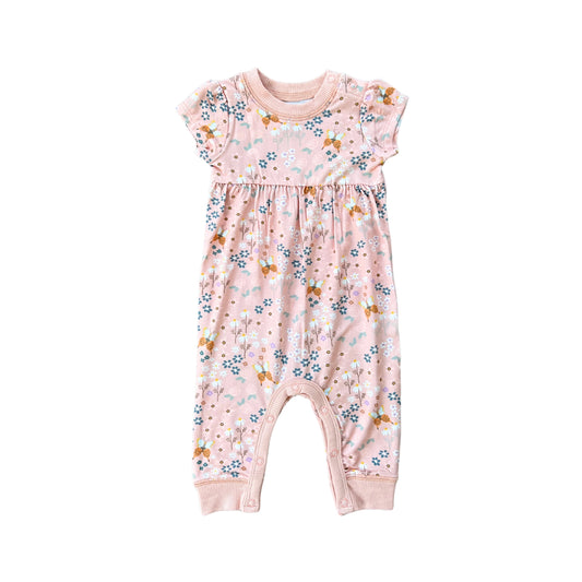 babysprouts, butterfly, blush, pink, romper, short sleeves, long pants, girl, baby
