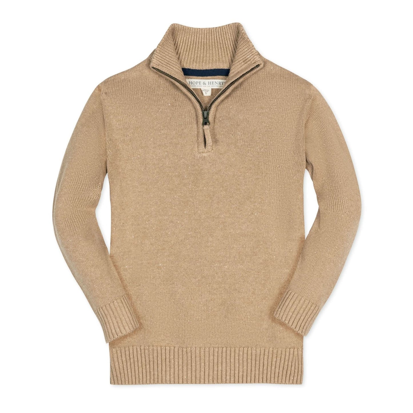 hope and henry, 1/4 zip, camel, mock neck, sweater, fall, tan