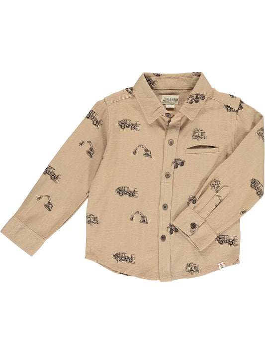 Me & Henry Atwood Construction Printed Woven Shirt button up collared long sleeve trucks 