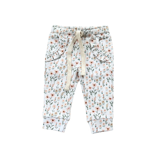 babysprouts, daisy, floral, joggers, sweatpants, pockets, girl, toddler
