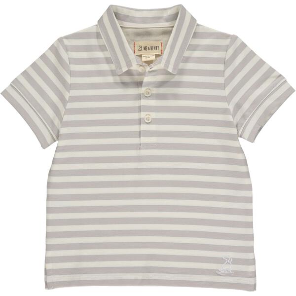 Me and Henry grey and white striped polo short sleeve