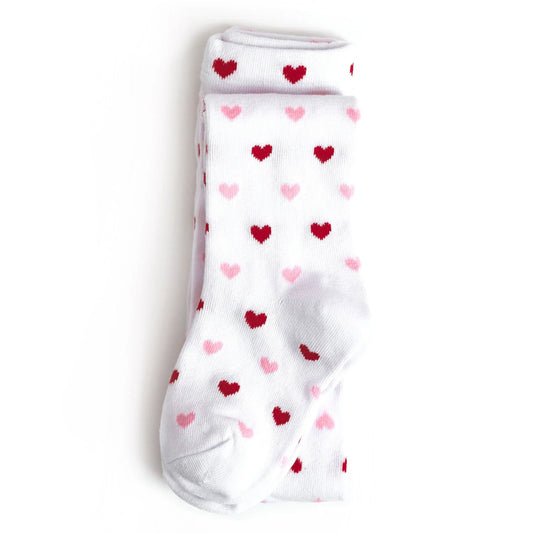 little stocking co, heart, tights, white, red and pink hearts