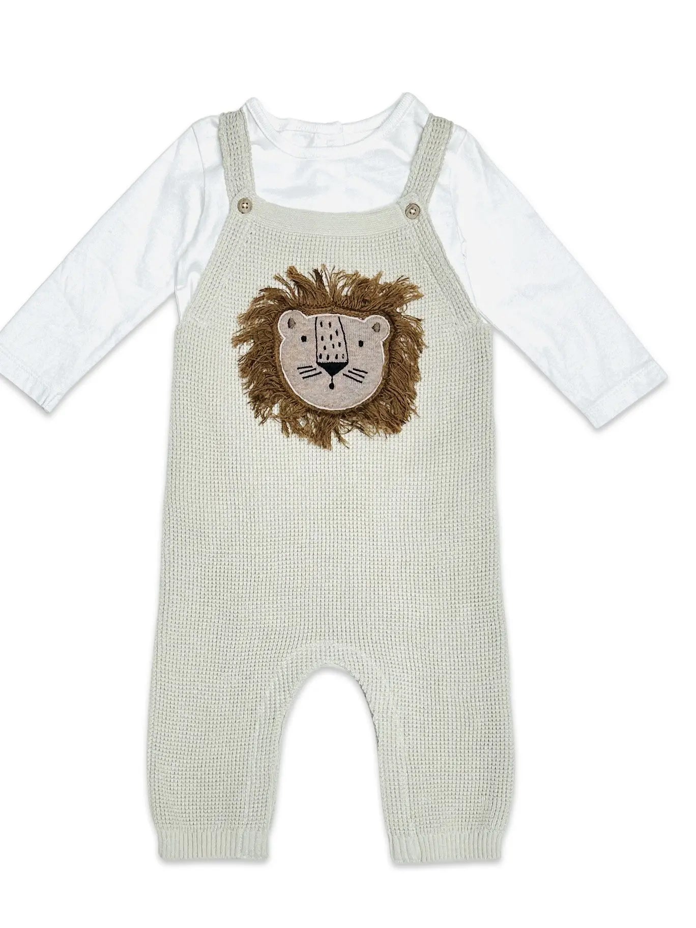 Viverano Organics Lion Applique Baby Overall Knit Set (organic cotton) baby boy
