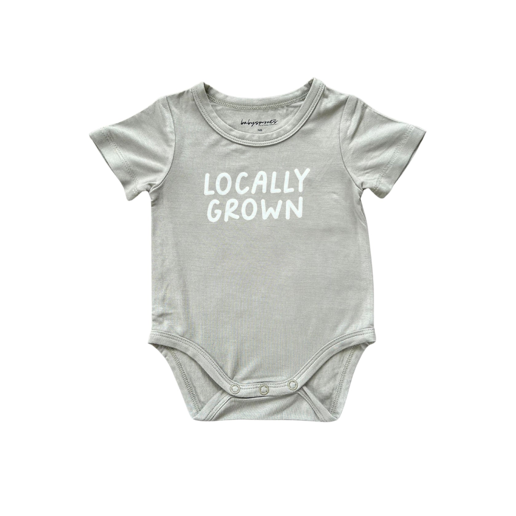 babysprouts, onesie, sage, short sleeve, boy, girl, play, locally grown