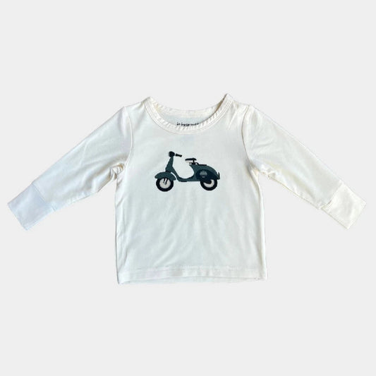 bamboo cotton, boy, long sleeve, t-shirt, white