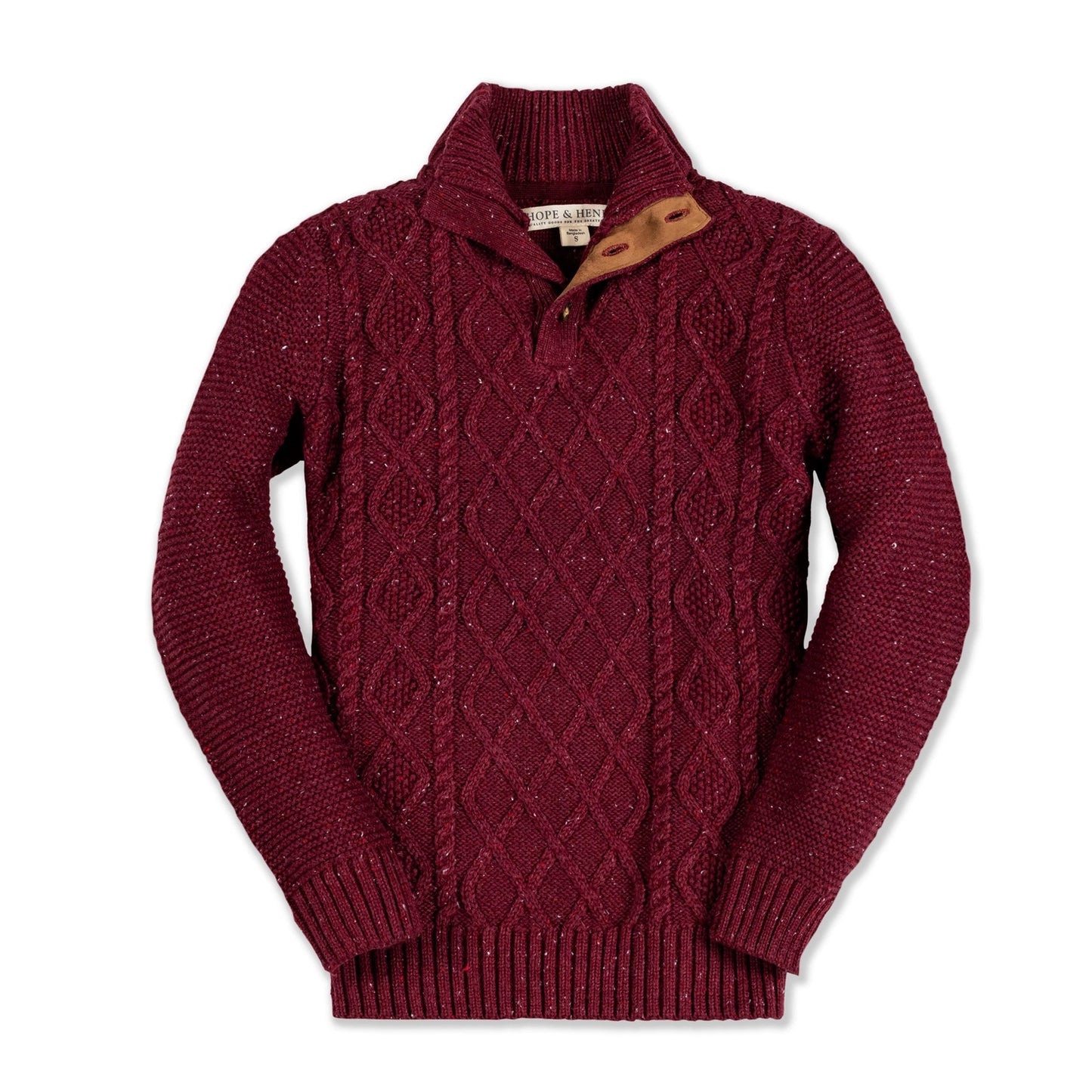 Hope and Henry, little boy, cable knit, sweater, wine, burgundy, sweater, suede elbows, button mock neck, holiday sweater, Christmas pictures, long sleeve, little boy, baby, toddler