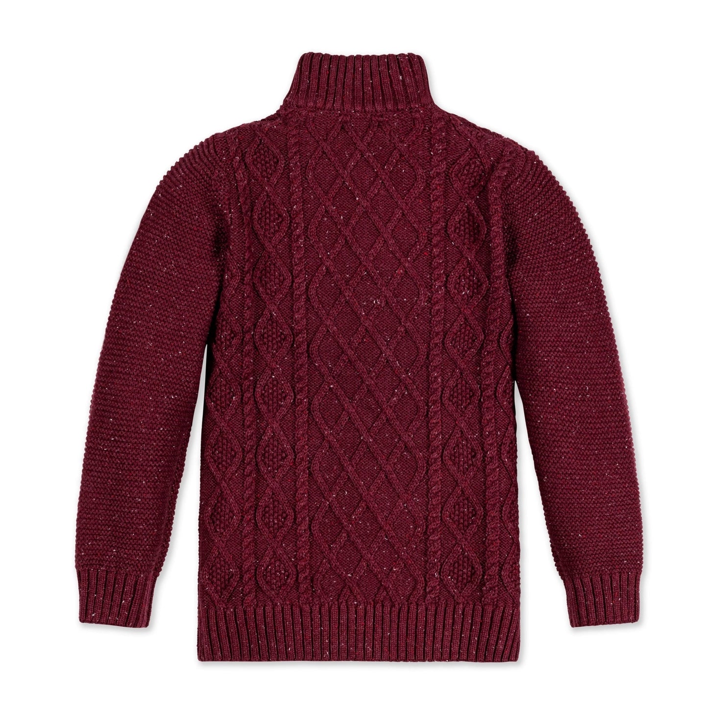 Hope and Henry Mock Neck Cable Sweater – Wine Fleck Cable