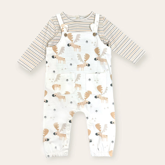 viverano, moose, overalls, boys, striped long sleeve shirt, infant, organic cotton