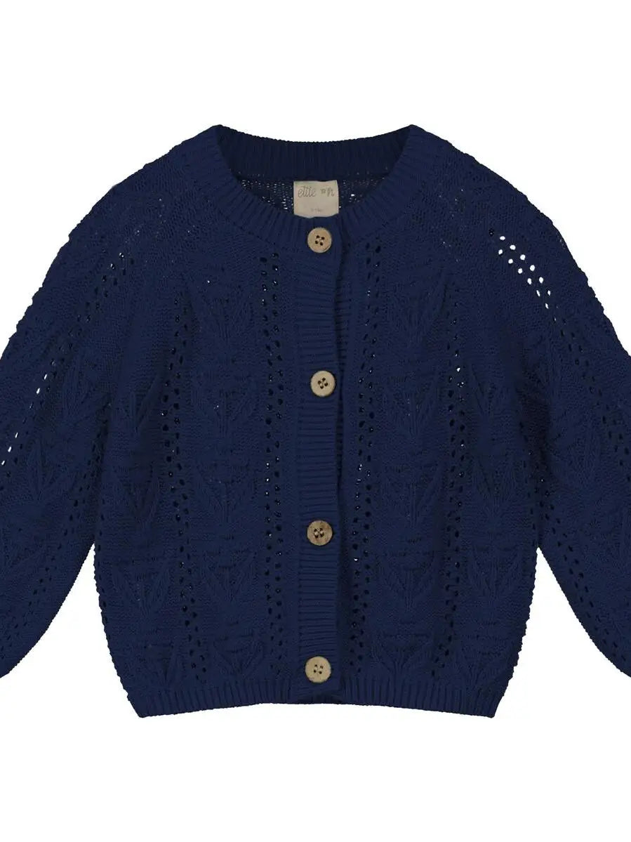 ettie and h, navy, cardigan, lace, sweater, little girl, toddler, baby, spring, summer, blue, fall, winter, dressy