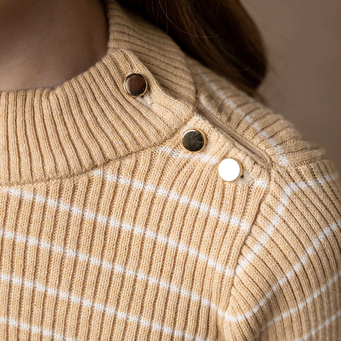 Hope and Henry Organic Mock Neck Sweater – Oatmeal Heather Stripe