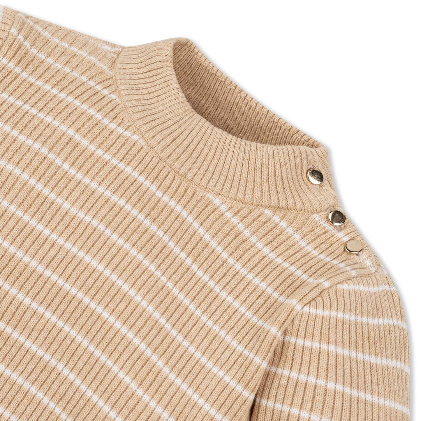 Hope and Henry Organic Mock Neck Sweater – Oatmeal Heather Stripe