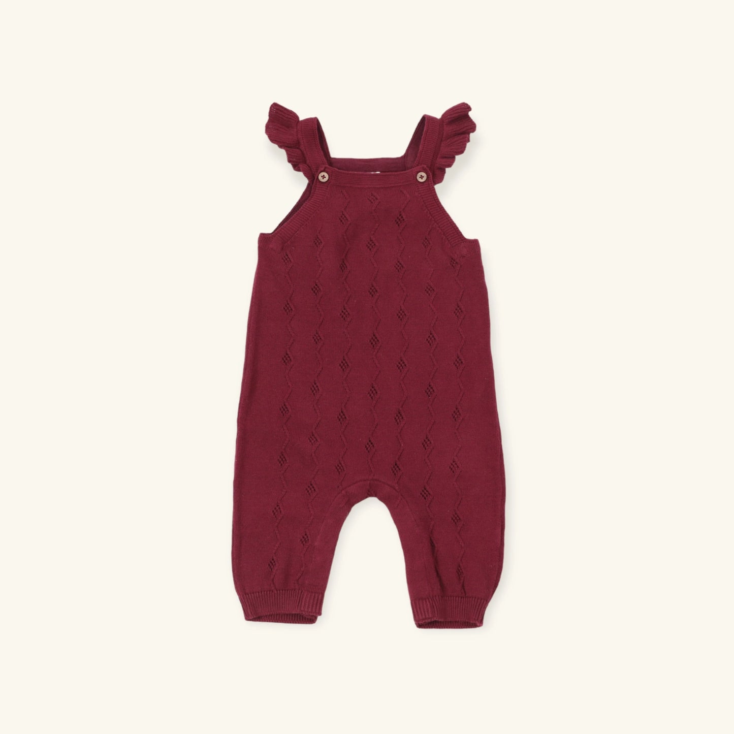 Viverano Organics Ruffle Knit Overall & Floral Peter Pan Bodysuit Set (Organic) – Burgundy