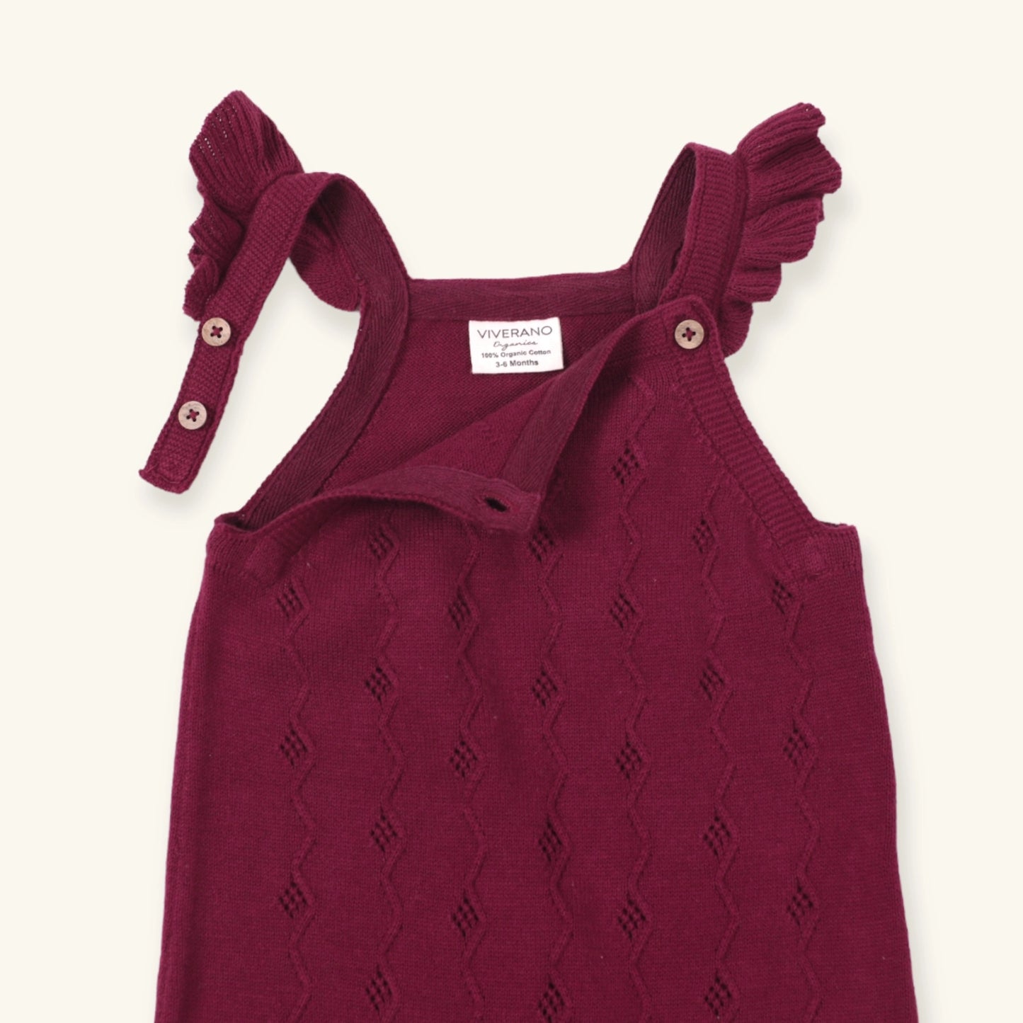 Viverano Organics Ruffle Knit Overall & Floral Peter Pan Bodysuit Set (Organic) – Burgundy