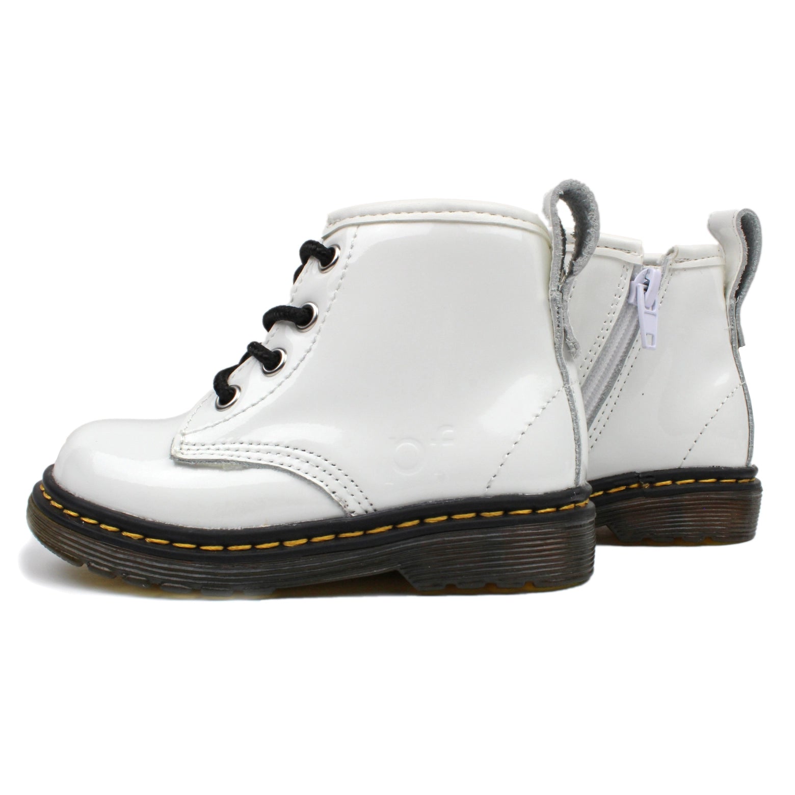 piper finn combat boots white zipper side 