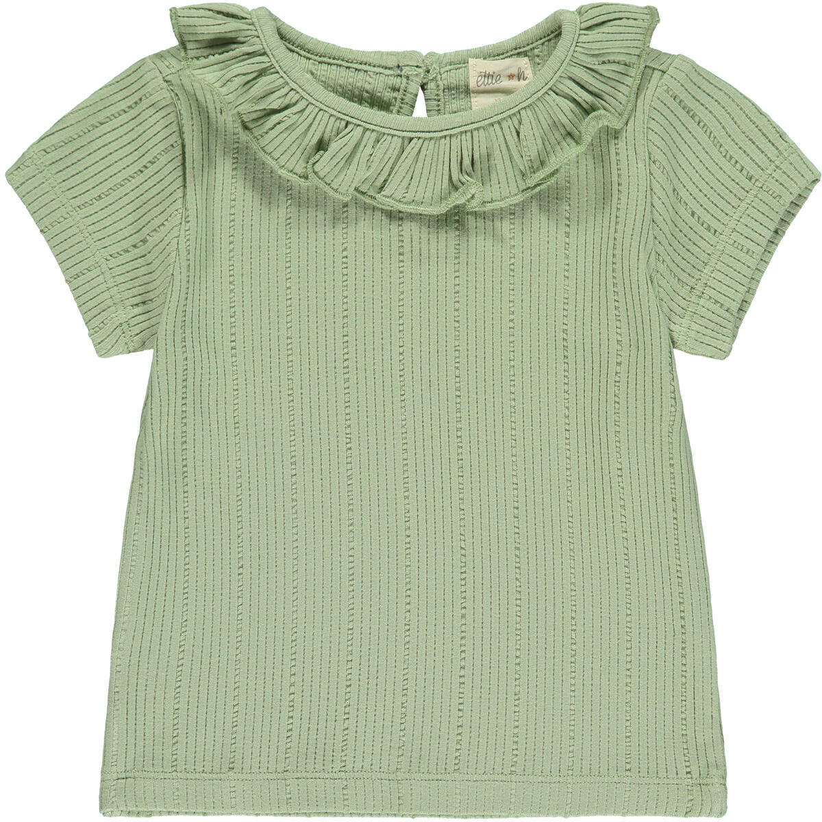 ettie and h Sophia shirt sage cotton t-shirt, green cotton, short sleeve, little girls, baby girls, cotton, flowy