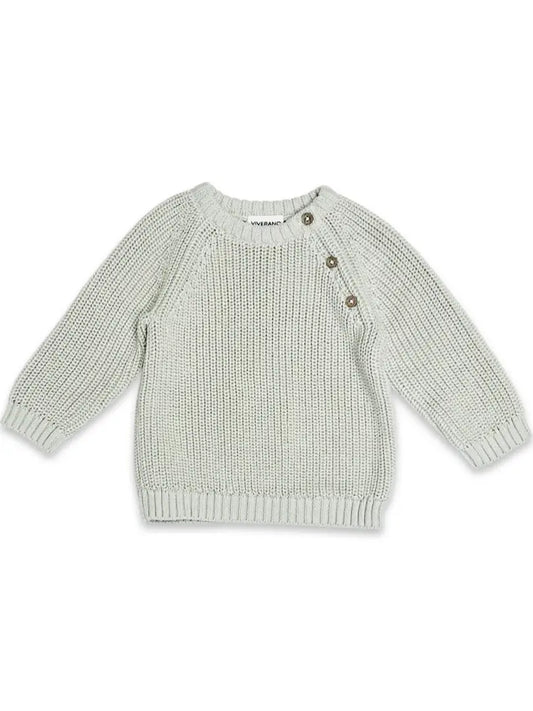 viverano stone cream organic cotton knit sweater with button detail baby sweater 