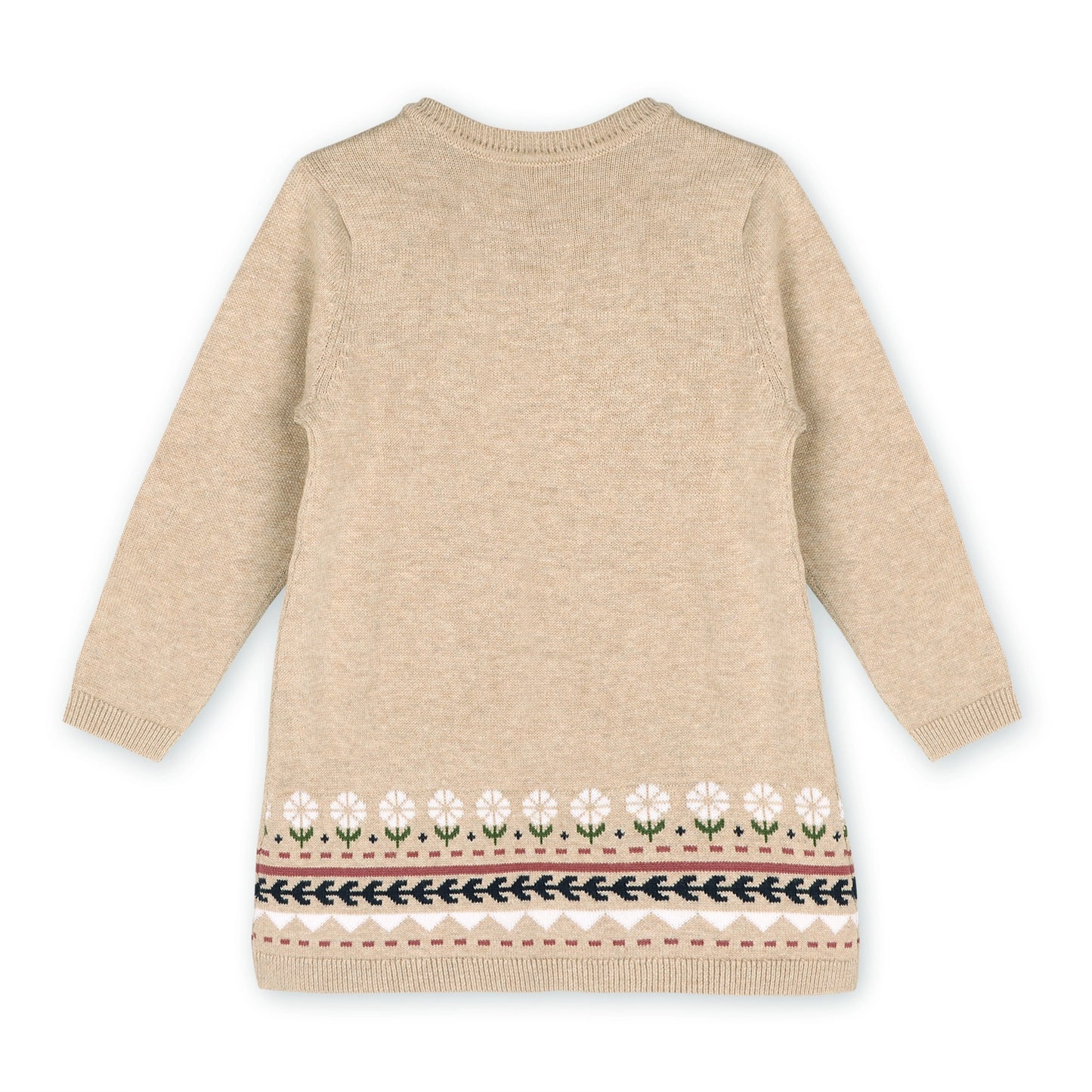 Viverano Organics Fair Isle Baby Girl Sweater Knit Dress (Organic Cotton) – Oatmeal Heather