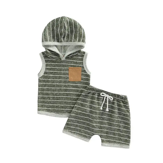 tank and shorts set greenstripe