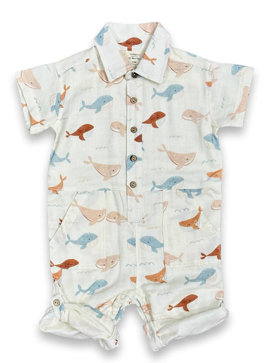 viverano organic cotton whales rompers shorties shortsleeve button up summer style