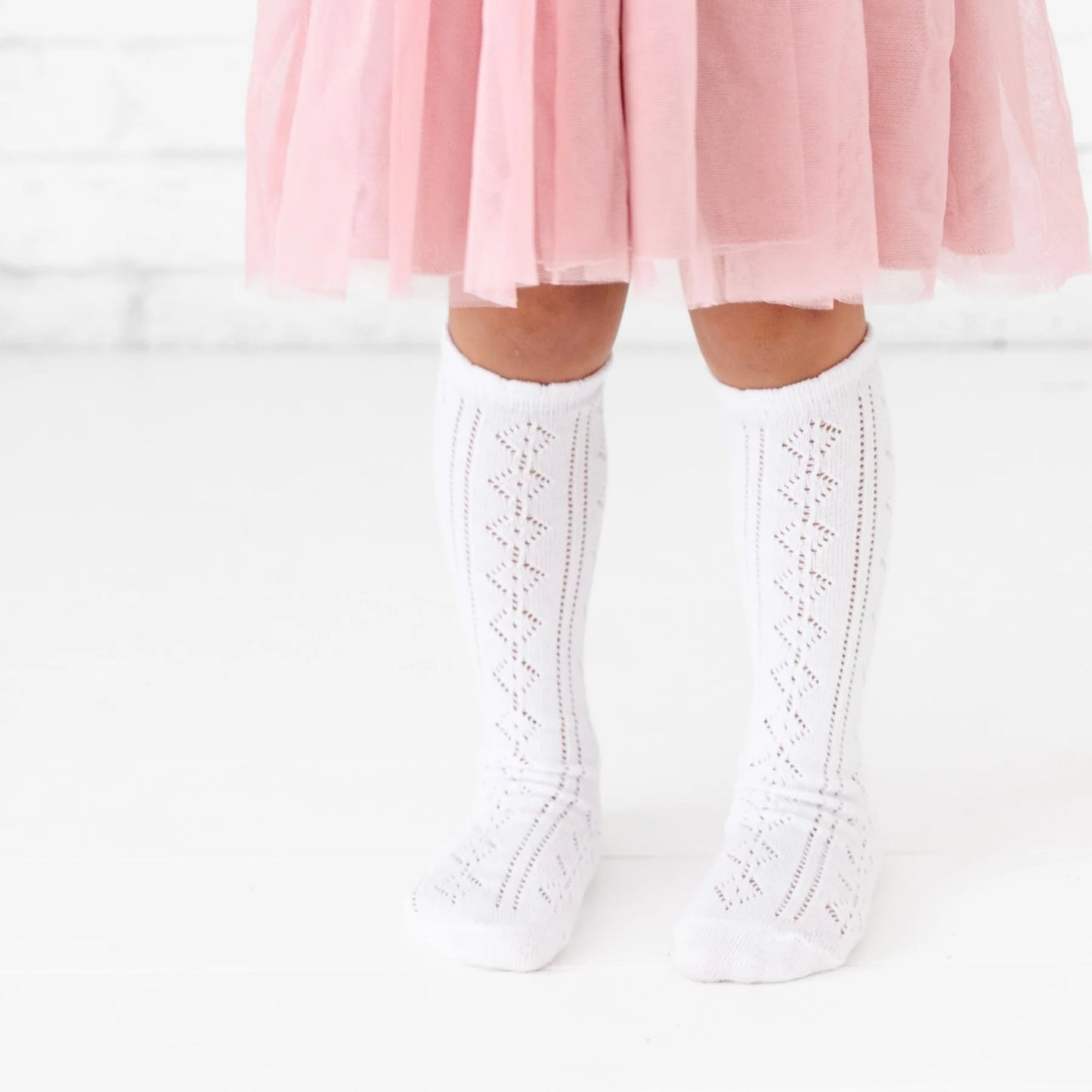 Little Stocking Company Scalloped Fancy Knee High Socks - white