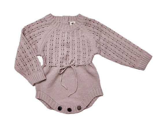 Zoya romper in plum knit cotton sweater romper
